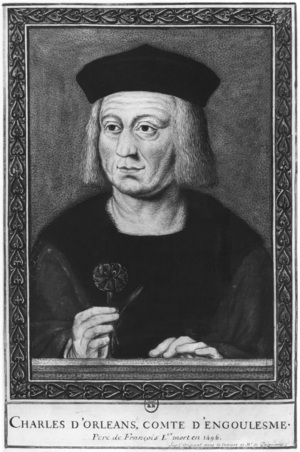 Portrait of Charles of Orleans, Count of Angouleme, after the original from the collection Roger de Gaignieres (w/c on paper) (b/w photo)