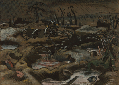 The Field of Passchendaele, c.1917 (pen & ink with w/c on paper)