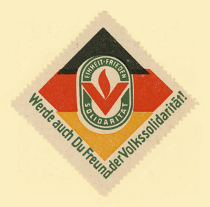 Cinderella stamp of the Volkssolidaritat (People's Solidarity) organisation for the elderly, East Germany (colour litho)