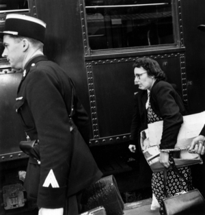 Marie Besnard (Accused To Have Poisoned 12 Persons) here Leaving The Petite Roquette Prison in Paris For The Jail in Poitiers, France, June 14, 1950 (b/w photo)
