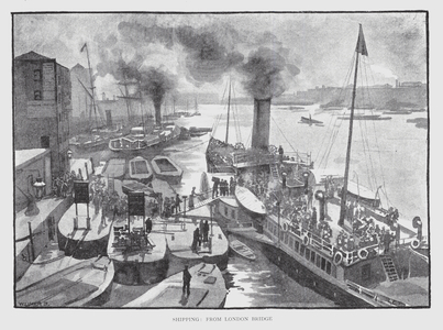 Shipping, from London Bridge (litho)