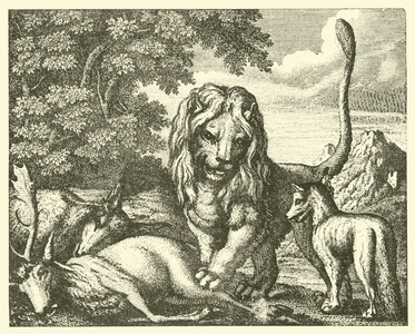 The lion, the ass, and the fox (engraving)