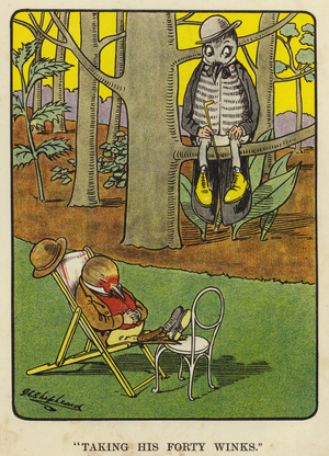 Illustration for Bubbles in Birdland (colour litho)