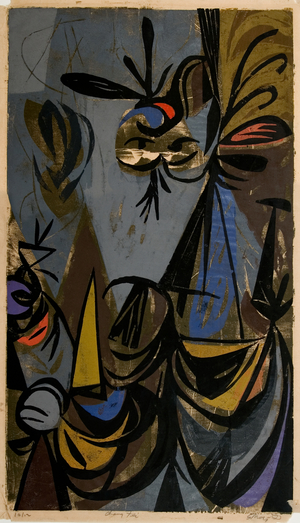 Chang Fei, 1950 (colour woodcut)