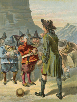 The keg is tapped and the liquor flows (chromolitho)