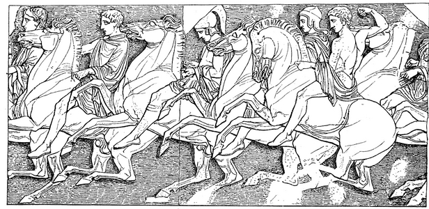 Group of horsemen from the north frieze of the Parthenon