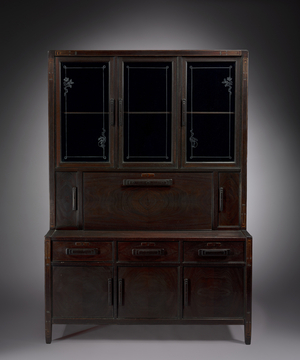 Secretary, made by Peter Hall Manufacturing Co., 1911 (mahogany with inlays and glazed doors) 