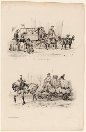 Omnibus coach on the Champs-Elysées, c.1841-44 (print)