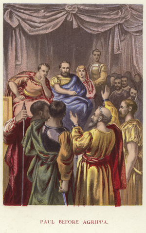 Paul before Agrippa (colour litho)
