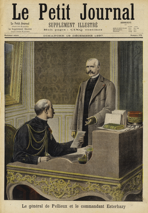 The Dreyfus affair, 1897 (colour litho)