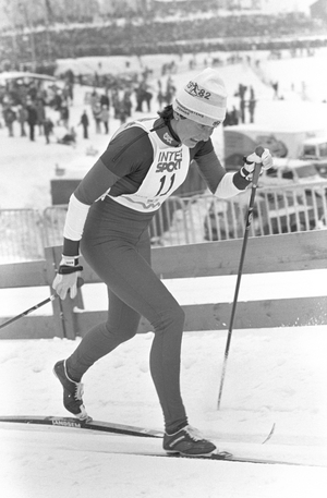 Oslo 19820226: Marit Myrmæl in action under 20 km during the World Cup in Ski in …, 1982 (photo)