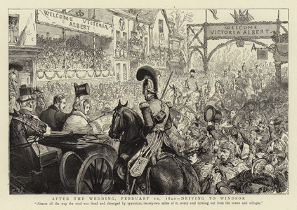 After the Wedding, 10 February 1840, driving to Windsor (engraving)