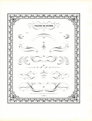 Calligraphic Pen Flourishes with Chain Pattern Border (print)