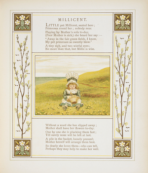 Millicent. Colour illustration and text from 'At Home'.