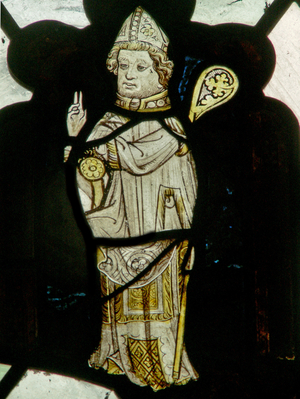 Window N4 depicting a bishop (stained glass)