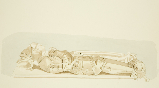 Effigies of Sir Thomas and Lady Berkeley (pencil & watercolour on paper)