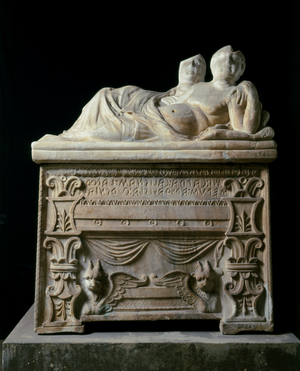ETRUSCAN ART: Tomb Calisna Sepu. Woman belonging to the nobility. From…, 4th-3th cent. BC (alabaster)