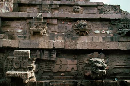 Teotihuacan, Temple of Quetzalcoatl, the Feathered Serpent, and Tlaloc, the rain-god