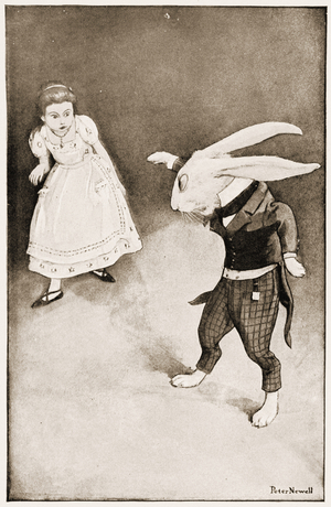 "Why, Mary Ann, what are you doing here?", illustration for Lewis Carroll's Alice's Adventures in Wonderland, 1901 (litho)