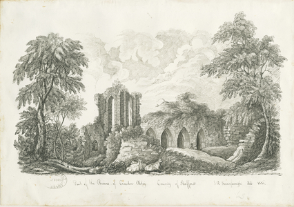 Croxden Abbey: pen and ink drawing, 1836 (drawing)