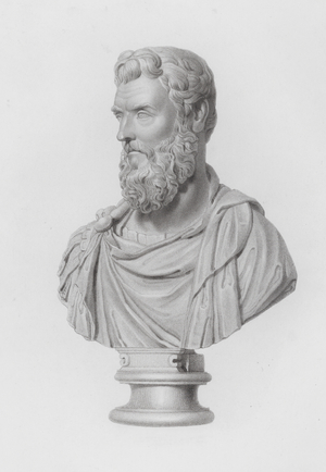 Bust of Lucius Aelius, ancient Roman marble sculpture (engraving)