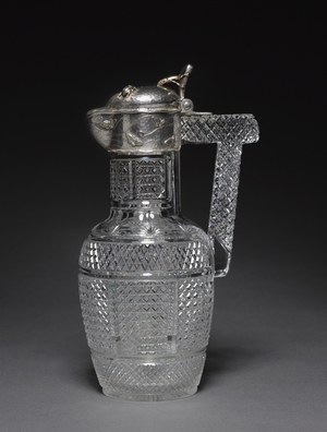 Claret Jug, Tiffany Studios, USA, c.1880 (cut-glass and silver) 
