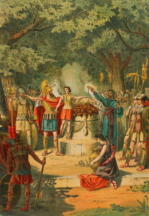 Hannibal Barca, Carthaginian general and statesman, Hannibal's oath, 1881 (colour litho)