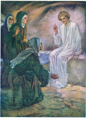 He has risen, from The Bible Picture Book published by Thomas Nelson, c.1950 (colour litho)