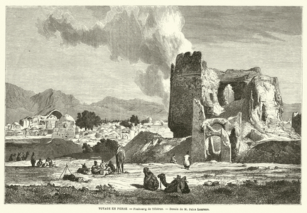 Voyage en Perse, Faubourg de Teheran (engraving)