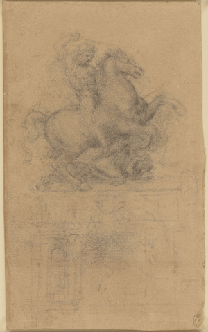 A design for an equestrian monument, c.1485-88 (metalpoint on blue-grey prepared paper)