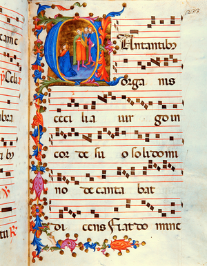 Antiphonary in note 7, a book which contains the chants to be sung by the choir during mass (parchment)