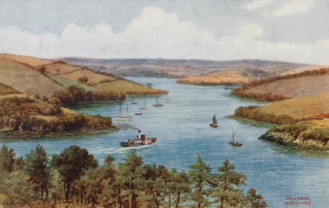 Salcombe, The Estuary (colour litho)