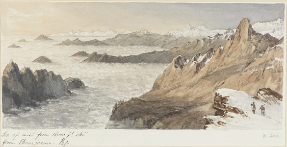 Sea of mist from 16,000ft elevation, from Choonjerma Pass, 1854 (watercolour)