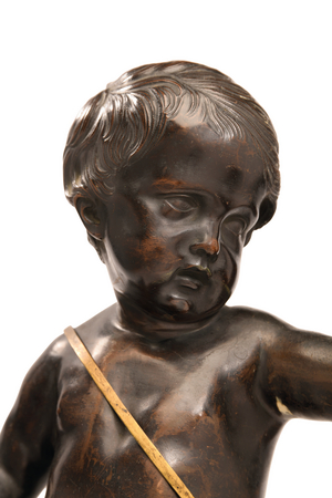 Standing child carrying a bow and quiver, mid 17th century (bronze with gilding & tortoiseshell)