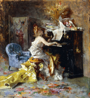 Woman at a Piano,  (oil on panel)