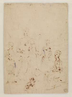 Sketch for a family portrait group (verso), 1730 (pen & brown ink over traces of graphite, on laid paper) [see 5948373]