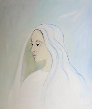 In Heaven the Virgin Mary shares her son's concern for all that happens on earth, 2000 (oil on board)