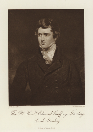 The Right Honourable Edward Geoffrey Stanley, Lord Stanley (litho)