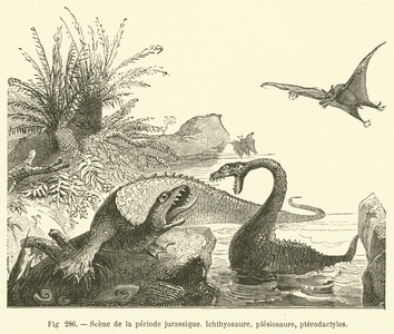 Scene de la periode jurassique (engraving)