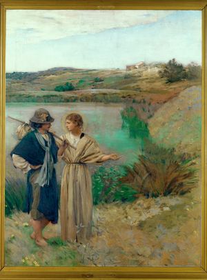 Tobias and the angel (painting on canvas)