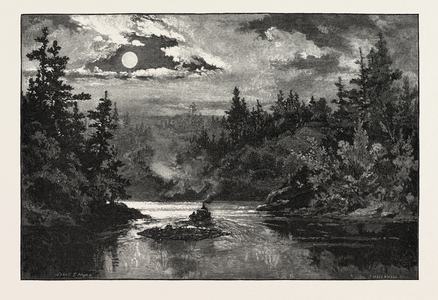 Entering Indian River, Lake Rosseau, Canada, Nineteenth Century Engraving