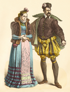 Fashion in France, 17th century (copper plate print)
