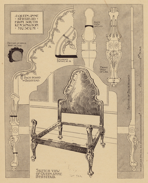 A Queen Anne bedstead (litho)