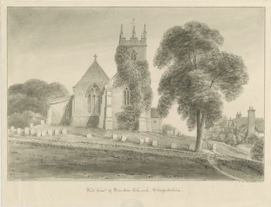 Sandon Church: sepia drawing, 1841 (drawing)