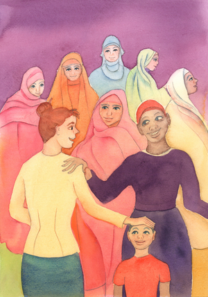 Just as a mother delights in all her children, with all their differences, so God delights in the different races to which we belong, with our various differences., 2004 (w/c on paper)