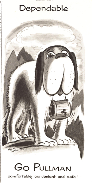 Saint St Bernard Dogs Pullman Magazine, advert, USA, 1940s