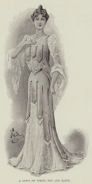 A Gown of White Net and Satin (litho)