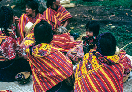 Guatemalan women in San Juan Sacatepequez wearing traditional shawls aka huipils, 1947., 1947 (photo)
