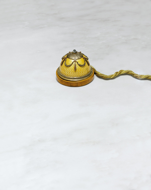 Bell-push, marked Faberge, c.1899-1904 (silver-gilt, guilloche enamel & wood)