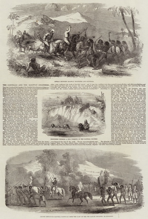 The Santhals and the Railway Engineers (engraving)